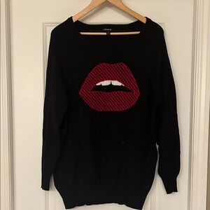 Torrid Black Sweater with Red Lips Graphic